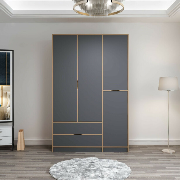 Vaatekaappi Linento Furniture Elina 8163, antrasiitti