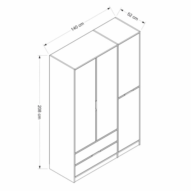 Vaatekaappi Linento Furniture Elina 8165, valkoinen/puunväri