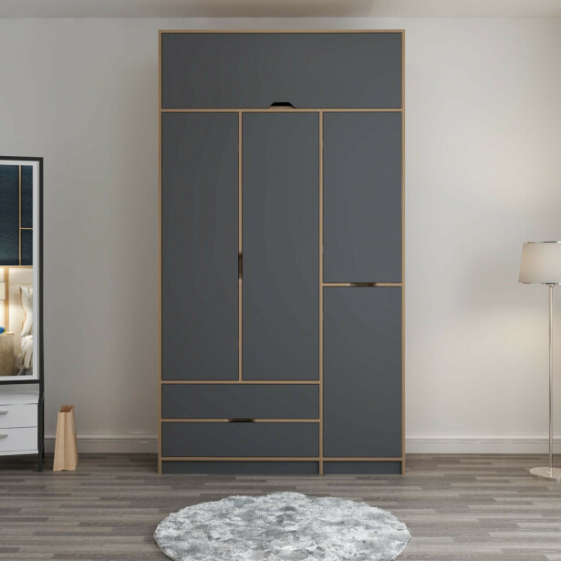 Vaatekaappi Linento Furniture Elina 8907, antrasiitti