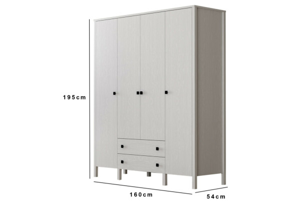 Vaatekaappi Linento Furniture FRN-10013-1, valkoinen