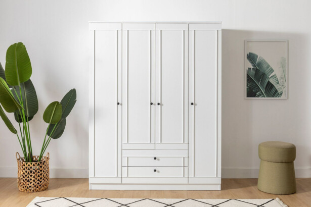 Vaatekaappi Linento Furniture Lia 4 180, valkoinen