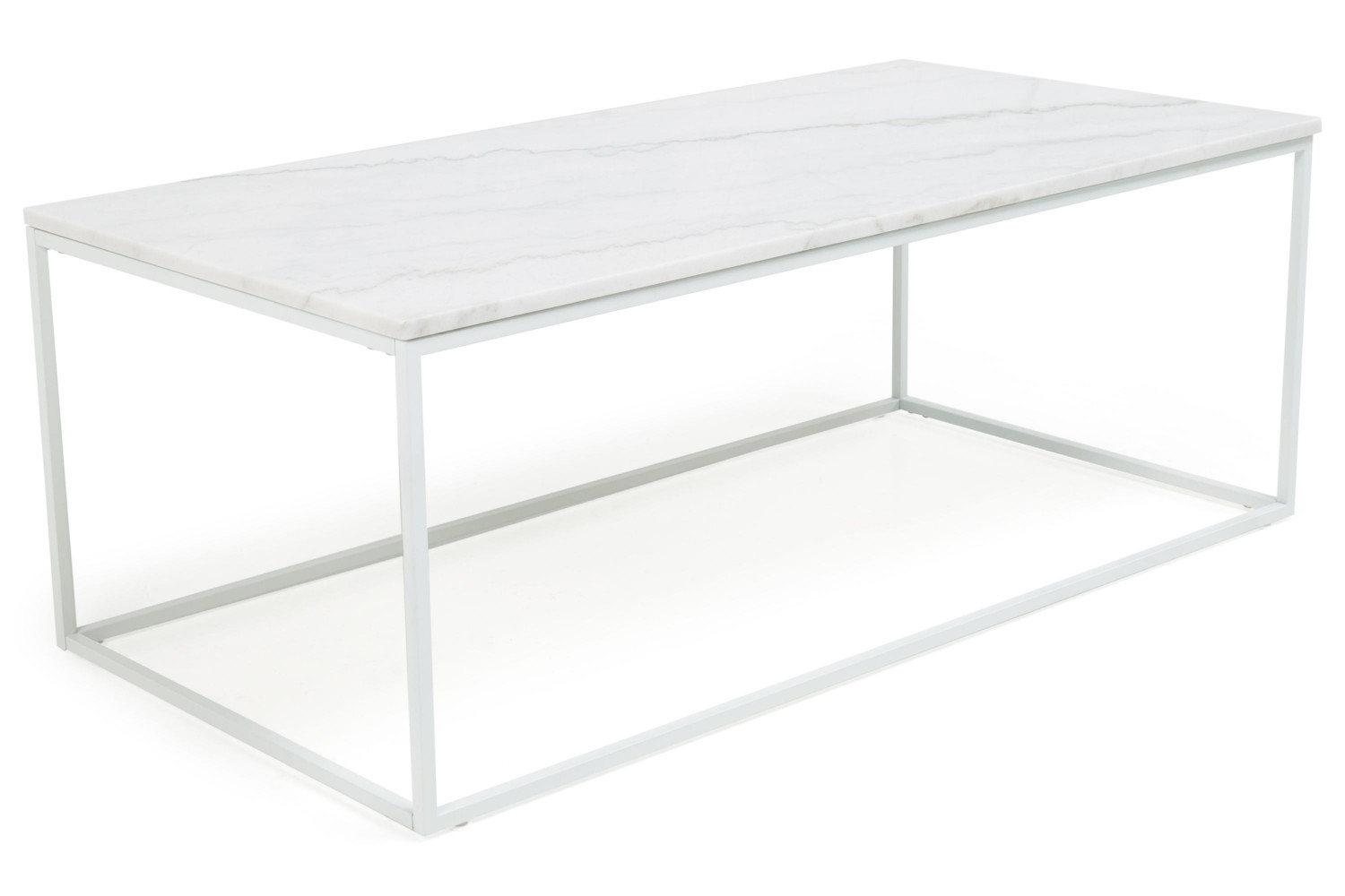 SomaTila Sohvapöytä New York 120x60x45 cm valkoinen marmori/teräs  valkoisilla jaloilla 