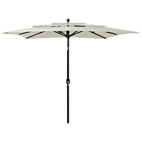 Aurinkovarjo 3-tasoinen, alumiinitangolla, eri kokoja ja värejä