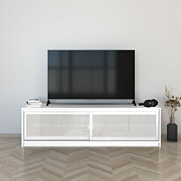 TV-taso liukuovilla Inaria Koti, mittatilaus, valkoinen lasi