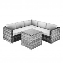 Ulkosohvaryhmä AB Polar, 5-istuttava kulmasohva + sohvapöytä, harmaa