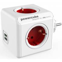 Pistorasia Allocacoc PowerCube Original USB, 4-osainen + 2 x USB, punainen/valkoinen