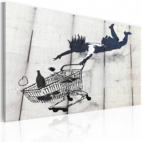 Canvas-taulu Artgeist Falling woman with supermarket trolley - Banksy, 40x60cm