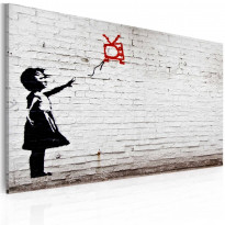 Canvas-taulu Artgeist Girl with TV - Banksy, 40x60cm