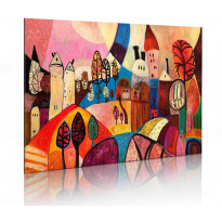 Canvas-taulu Artgeist Värikäs kylä, 90x60cm, käsinmaalattu