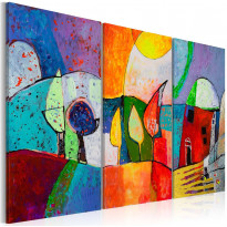 Canvas-taulu Artgeist Värikäs maisema, käsinmaalattu, 80x120cm