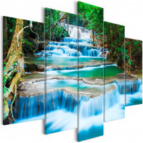 Canvas-taulu Artgeist Waterfall in Kanchanaburi, 5-osainen, leveä, 100x225cm