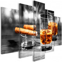 Canvas-taulu Artgeist Cigars and Whiskey, 5-osainen, leveä, 100x225cm