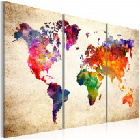 Canvas-taulu Artgeist The World&#039;s Map in Watercolor, eri kokoja