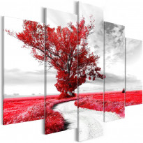 Canvas-taulu Artgeist Lone Tree Red, 5-osainen, 100x225cm