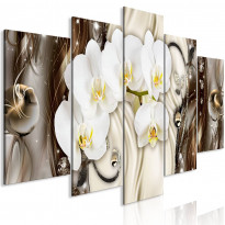 Canvas-taulu Artgeist Orchid Waterfall Brown, 5-osainen, leveä, 100x225cm