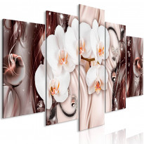 Canvas-taulu Artgeist Orchid Waterfall Pink, 5-osainen, leveä, 100x225cm