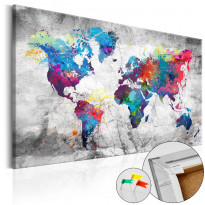 Korkkitaulu Artgeist World Map: Grey Style, eri kokoja