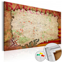 Korkkitaulu Artgeist Map of Barcelona, eri kokoja