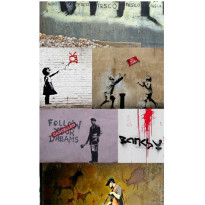 Tapetti Artgeist Banksy - a collage, 50x1000cm