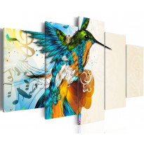 Canvas-taulu Artgeist Bird&#039;s music, 5-osainen, eri kokoja
