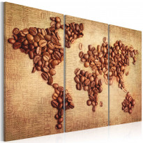 Canvas-taulu Artgeist Kahvia ympäri maailmaa, 3-osainen, eri kokoja