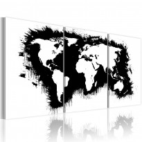 Canvas-taulu Artgeist Mustavalkoinen maailmankartta, eri kokoja