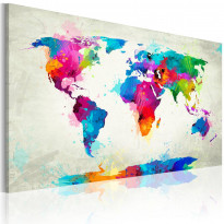Canvas-taulu Artgeist Map of the world - an explosion of colors, eri kokoja