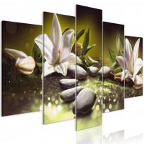 Canvas-taulu Artgeist Lilies and Stones Green, 5-osainen, leveä, eri kokoja