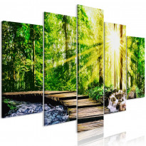 Canvas-taulu Artgeist Forest Footbridge, 5-osainen, leveä, eri kokoja