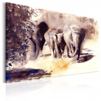 Canvas-taulu Artgeist Watercolour Elephants, eri kokoja