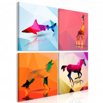 Canvas-taulu Artgeist Geometric Animals, 4-osainen, eri kokoja