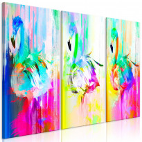 Canvas-taulu Artgeist Colourful Flamingos, 3-osainen, eri kokoja