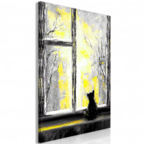 Canvas-taulu Artgeist Longing Kitty Yellow, 1-osainen, pystysuuntainen, eri kokoja