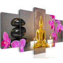 Canvas-taulu Artgeist Golden Buddha and orchids, eri kokoja