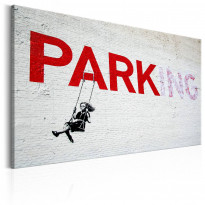 Canvas-taulu Artgeist Parking Girl Swing by Banksy, eri kokoja
