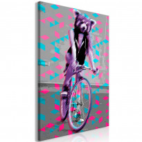 Canvas-taulu Artgeist Raccoon On The Bike, 1-osainen, pystysuuntainen, eri kokoja