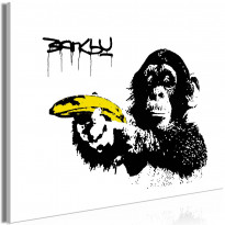 Canvas-taulu Artgeist Banksy: Monkey with Banana, 1-osainen, leveä, eri kokoja