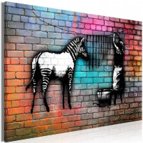 Canvas-taulu Artgeist Washing Zebra - Colourful Brick, 1-osainen, leveä, eri kokoja