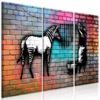 Canvas-taulu Artgeist Washing Zebra - Colourful Brick, 3-osainen, eri kokoja