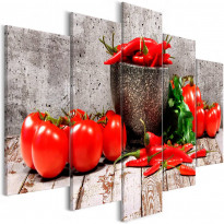 Canvas-taulu Artgeist Red Vegetables Concrete, 5-osainen, leveä, eri kokoja