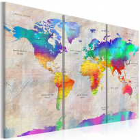 Canvas-taulu Artgeist World Map: Rainbow Gradient , eri kokoja
