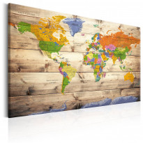 Canvas-taulu Artgeist Map on wood: Colourful Travels, eri kokoja