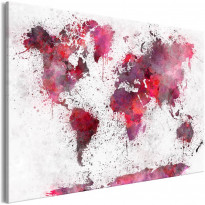 Canvas-taulu Artgeist World Map: Red Watercolors, 1-osainen, leveä, eri kokoja