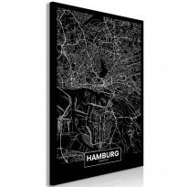 Canvas-taulu Artgeist Dark Map of Hamburg, 1-osainen, pystysuuntainen, eri kokoja