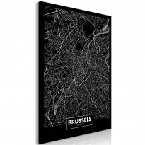 Canvas-taulu Artgeist Dark Map of Brussels, 1-osainen, pystysuuntainen, eri kokoja