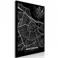 Canvas-taulu Artgeist Dark Map of Amsterdam, 1-osainen, pystysuuntainen, eri kokoja