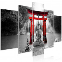 Canvas-taulu Artgeist Buddha Smile Red, 5-osainen, leveä, eri kokoja