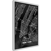 Juliste Artgeist Negative Map: New York, kehyksillä, eri kokoja