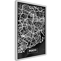 Juliste Artgeist Negative Map: Porto, kehyksillä, eri kokoja