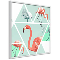 Juliste Artgeist Geometric Flamingos - Square, kehyskartongilla, kehyksillä, eri kokoja